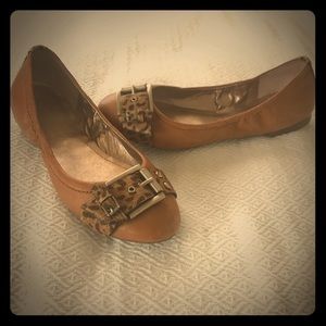 BCBGeneration leather flat w/leopard belt